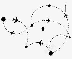 飞机路线手绘飞行轨道图标高清图片