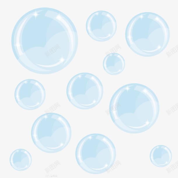 蓝色泡沫png免抠素材_88icon https://88icon.com 卡通 可爱 泡泡 肥皂泡