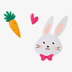 灰色兔子和萝卜矢量图素材
