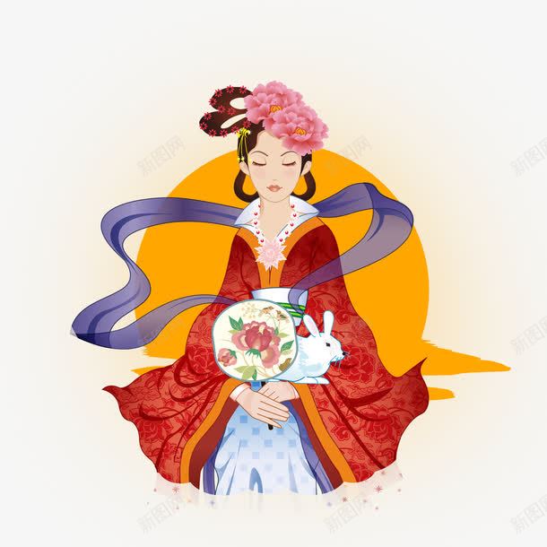 中国神话嫦娥玉兔png免抠素材_88icon https://88icon.com 人物 团圆 团扇 嫦娥 嫦娥后羿 满月 玉兔 神话 长袖
