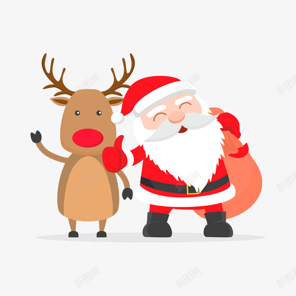 圣诞圣诞老人和麋鹿1png免抠素材_88icon https://88icon.com 卡通 圣诞老人 圣诞节 圣诞节老公公 背包袱的圣诞老人 背着包袱 麋鹿 麋鹿挂件