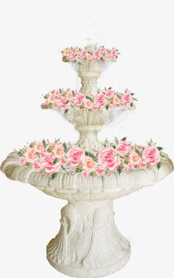 白色喷泉免抠平面图婚礼鲜花喷泉高清图片
