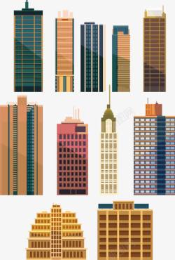 彩色都市都市建筑卡通图高清图片