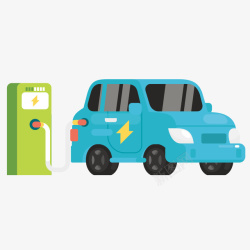 卡通电动汽车卡通新能源电动汽车插图高清图片