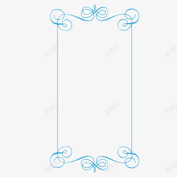 蓝色细线条欧式边框竖框png免抠素材_88icon https://88icon.com 欧式 竖框 竖边框 细线条 蓝色 边框