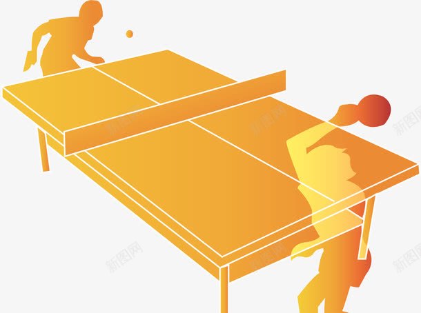 乒乓球剪影png免抠素材_88icon https://88icon.com AI 乒乓球 人物 奥运 橙色 运动
