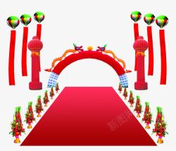 半圆拱门红色气球拱门开业庆典高清图片