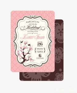 粉色婚礼卡片矢量图素材