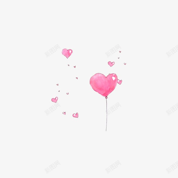 粉色心形气球png免抠素材_88icon https://88icon.com 手绘 气球 爱心 简图 粉色的 线条 绳子 黑色的