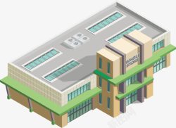 简约3D模型交通路口清新体育馆3D地标建筑模型房矢高清图片