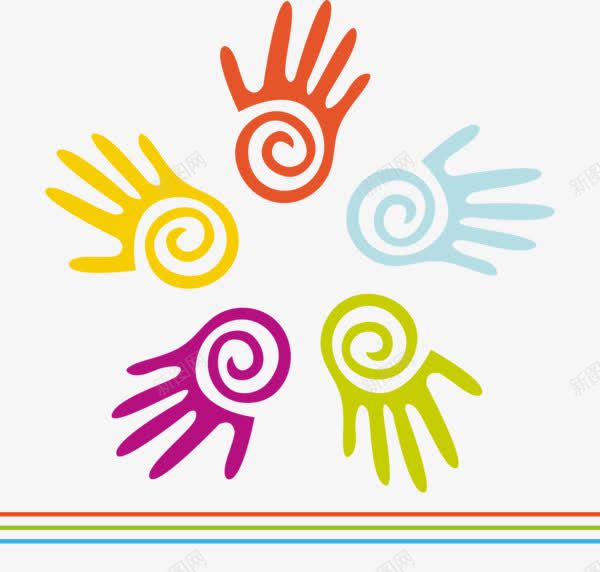 抽象手印png免抠素材_88icon https://88icon.com 卡通 彩色 手印 手掌 线条