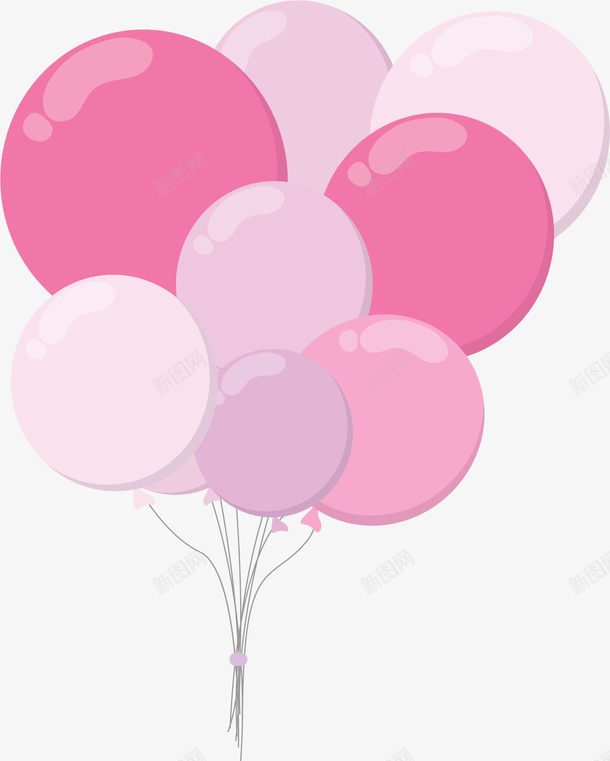 扁平粉红色气球束矢量图ai免抠素材_88icon https://88icon.com 气球 气球束 浪漫气球 矢量png 粉红气球 粉红色 矢量图