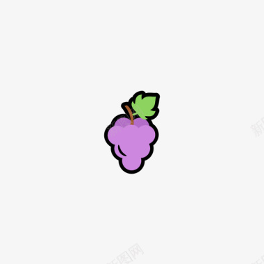 水果水彩画卡通紫色葡萄图标图标