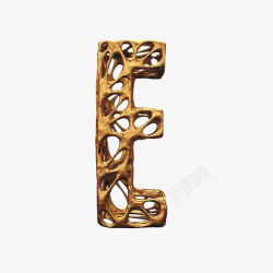 E3D字幕3D金属镂空字母E高清图片
