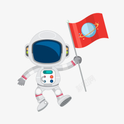 招手太空人卡通外太空宇航员旗帜矢量图高清图片