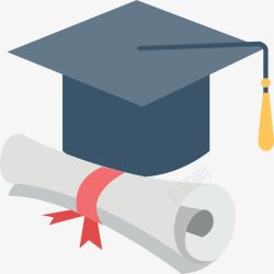 学士帽和毕业证书图标素材