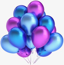 一大捆蓝紫色气球素材