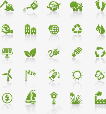 手绘绿叶花藤绿色生态环保类型图标图标