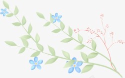 手绘蓝色花卉三八妇女节展板素材