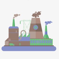 卡通煤炭火力发电厂石油处理素材