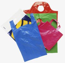 环保购物袋彩色提手塑料袋高清图片