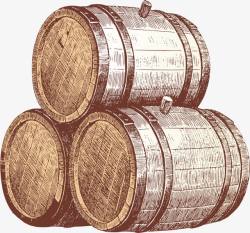 橡木桶彩绘红酒木桶矢量图高清图片