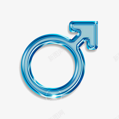 男性符号卡通水晶蓝色性别男标志图标图标