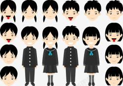 不同表情日本学生校服高清图片