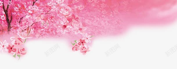 浪漫粉色花海png免抠素材_88icon https://88icon.com 唯美 婚庆婚礼 水彩画 浪漫粉色花海 花朵 花树