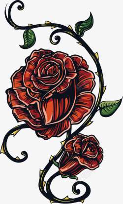 玫瑰刺鲜花花朵纹身图标高清图片