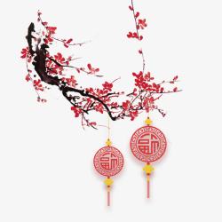红色梅花中国结节日元素素材