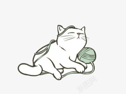 玩毛线球的猫可爱卡通猫咪高清图片