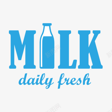 milk牛奶图标蓝色文字图标