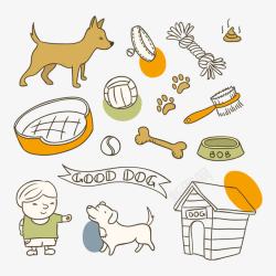 天猫七夕节海报宠物狗及宠物用品高清图片