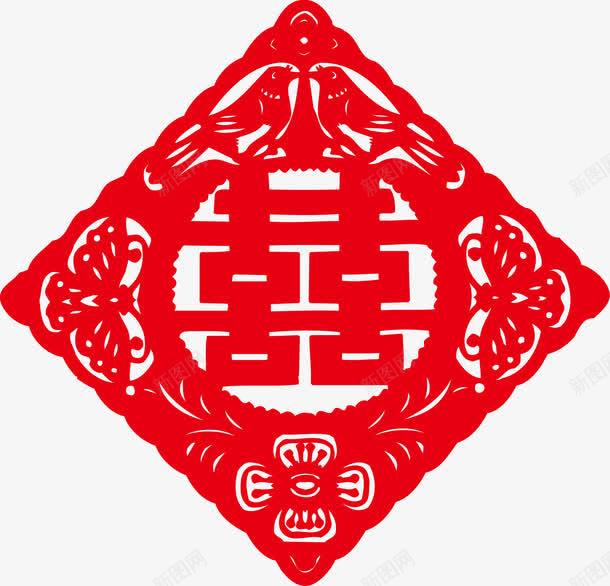 矩形剪纸帖png免抠素材_88icon https://88icon.com 中国元素框 中国风矢量图 中式风格 喜字 相框 红双喜 红色 线框 结婚 装饰 贴纸 边框 边框矢量图