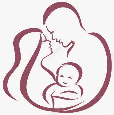 母婴logo一家三口线条人物矢量图图标图标