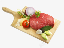 蔬菜案板新鲜牛肉和配料高清图片