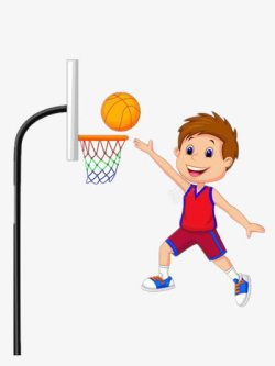 体育运动卡通人物打篮球的男孩高清图片