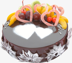 爱心巧克力蛋糕爱心妈妈水果蛋糕高清图片