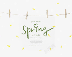 清新夹子唯美韩式春天挂起来的卡片高清图片