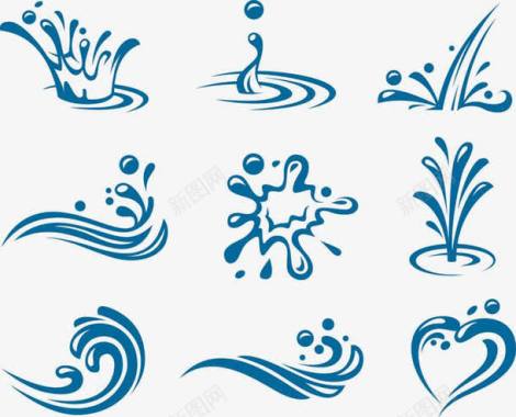 水滴创意设计蓝色水滴浪花图标图标