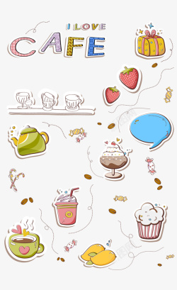 卡通奶油蛋糕甜点插画高清图片