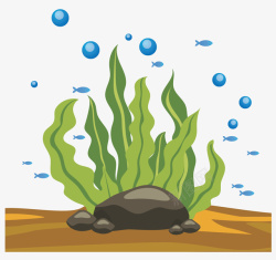 绿色海底藻类植物矢量图素材