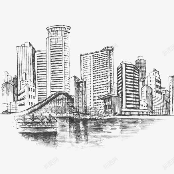 手绘素描城市建筑png免抠素材_88icon https://88icon.com PNG 城市建筑 手绘 素描 线条
