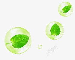 气泡里的雪人绿叶泡泡装饰图案高清图片
