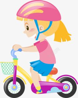 护具骑儿童车的小女孩高清图片
