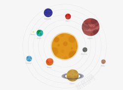 九大行星卡通航空太阳系模型矢量图高清图片