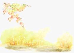 黄色树林手绘背景素材