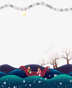 儿童游玩卡通儿童节游玩划船插画背景边框高清图片