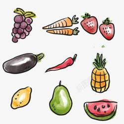菠萝贴纸食物生鲜水果手绘手账高清图片